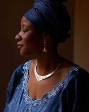 Timbuktu woman wearing Tuareg silver neck piece (click to enlarge)